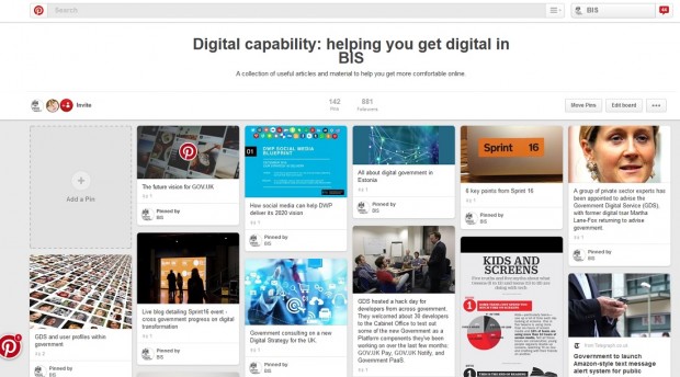 Screenshot of the digital capability Pinterest board.
